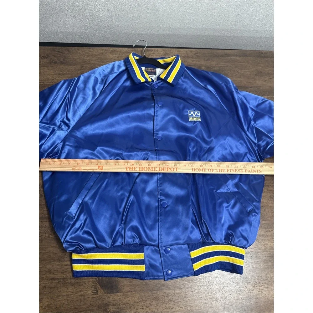 Vintage MOOG Satin Bomber Jacket Mens XL Blue & Yellow Hilton Activewear New NOS
